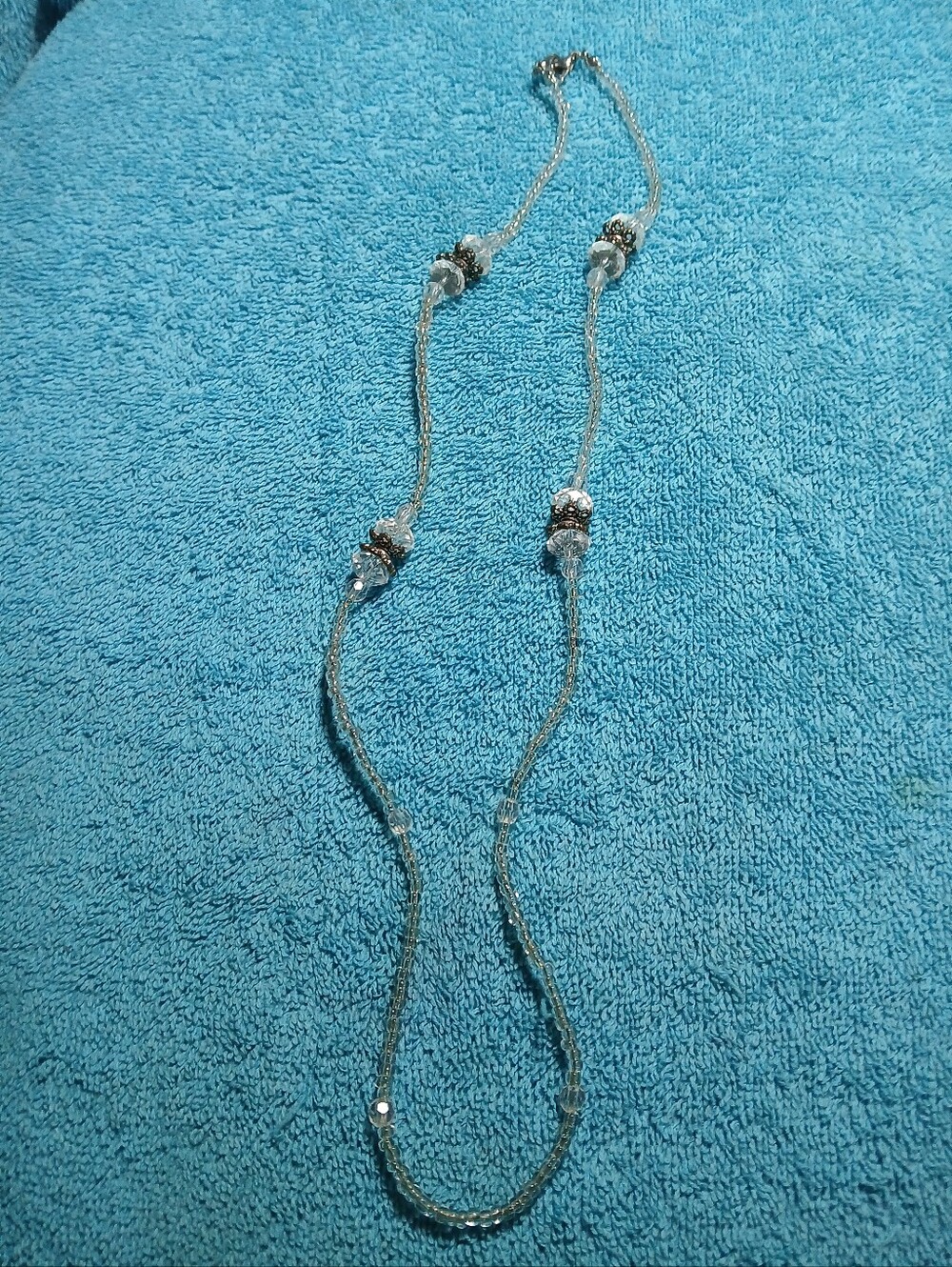 Silver-Tone Beaded Long Necklace - Elegant Silver Women's Jewelry